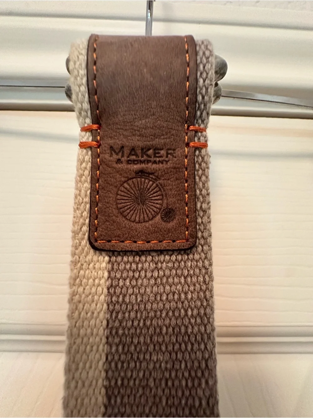 Maker & Co. Woven Canvas Belt with Leather L/XL